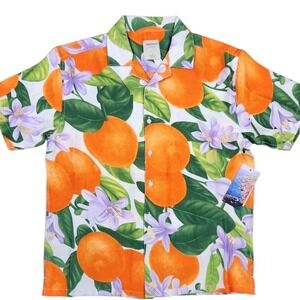 NEW Massive Luxury Hawaiian Short Sleeve Button Down Shirt Sz S Floral Oranges